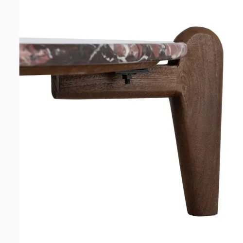 Table basse organique plateau marbre bois de manguier Ixia 70 cm — vue 8