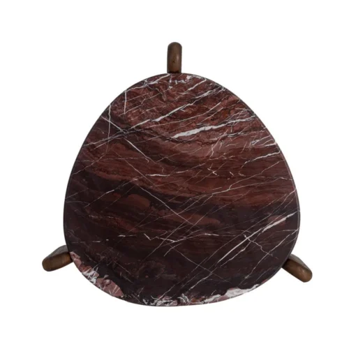 Table basse organique plateau marbre bois de manguier Ixia 70 cm — vue 9