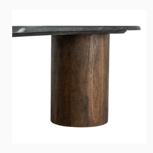 Table basse organique plateau marbre noir et bois Ixia 135 cm — vue 7