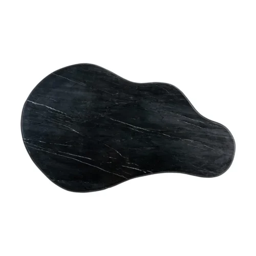 Table basse organique plateau marbre noir et bois Ixia 135 cm — vue 8