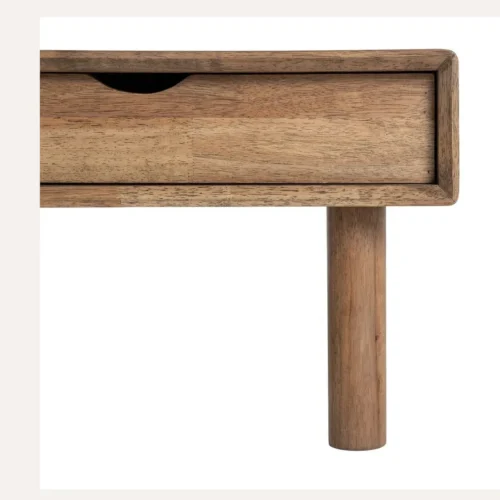 Table basse rectangulaire tiroir et portes vitrées bois d'hévéa Ixia 120 cm — vue 8