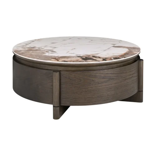 Table basse ronde Langford marron 90 cm à tiroir Richmond Interiors
