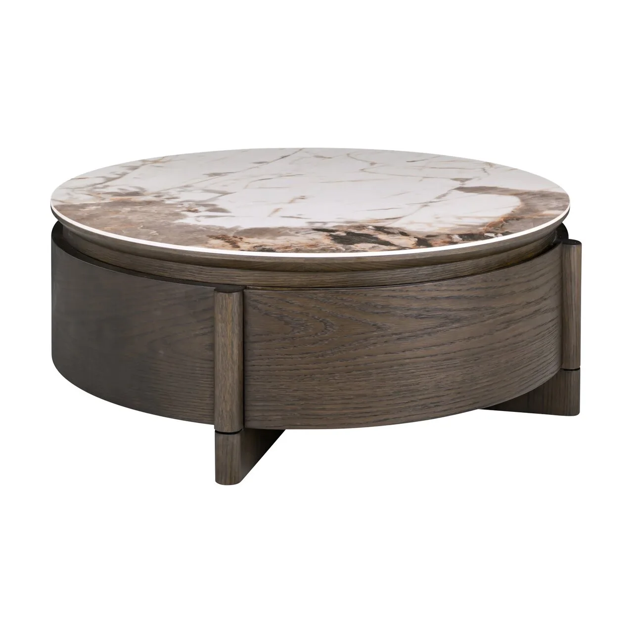 Table basse ronde Langford marron 90 cm à tiroir Richmond Interiors