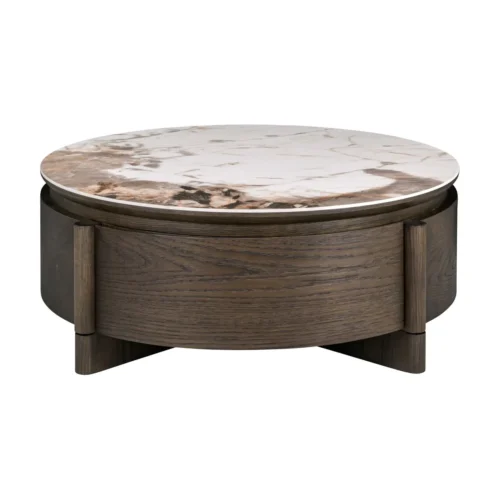 Table basse ronde Langford marron 90 cm à tiroir Richmond Interiors — vue 2