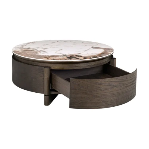 Table basse ronde Langford marron 90 cm à tiroir Richmond Interiors — vue 3