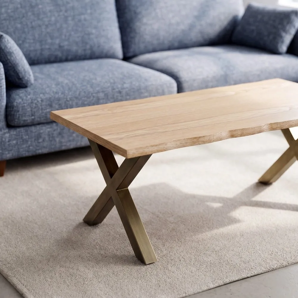 Table basse structure bois et métal Ixia 110 cm