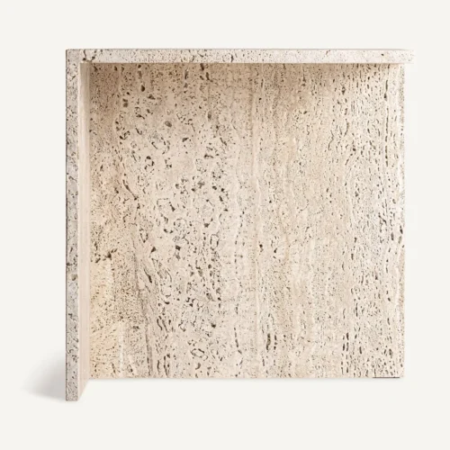 Table basse Theuville travertin beige mat 50 cm Vical Home — vue 2
