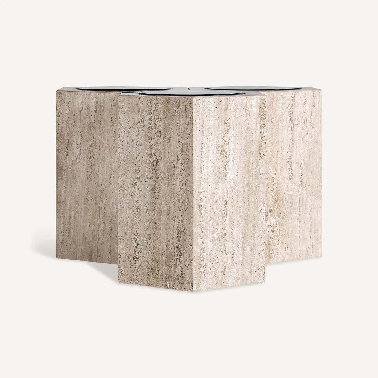 Table basse Thiennes travertin et verre ambre Vical Home