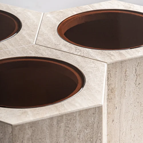 Table basse Thiennes travertin et verre ambre Vical Home — vue 4