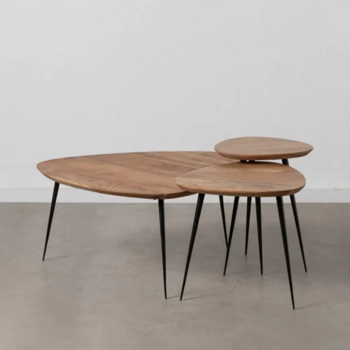 Table basse trio bois d'acacia et métal Ixia 86 cm