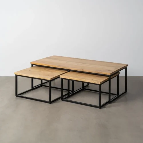 Table basse trio bois de manguier et métal Ixia 130 cm — vue 2