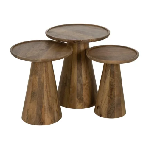 Table basse trio bois de manguier miel Ixia 46 cm — vue 2
