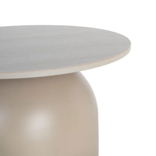 Table basse trio plateau pierre frittée effet travertin Ixia 80 cm — vue 5