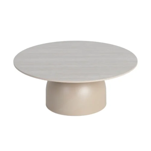 Table basse trio plateau pierre frittée effet travertin Ixia 80 cm — vue 8
