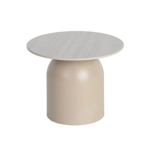 Table basse trio plateau pierre frittée effet travertin Ixia 80 cm — vue 9
