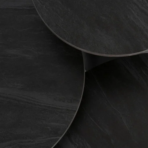 Table basse trio plateau pierre frittée noire Ixia 80 cm — vue 3