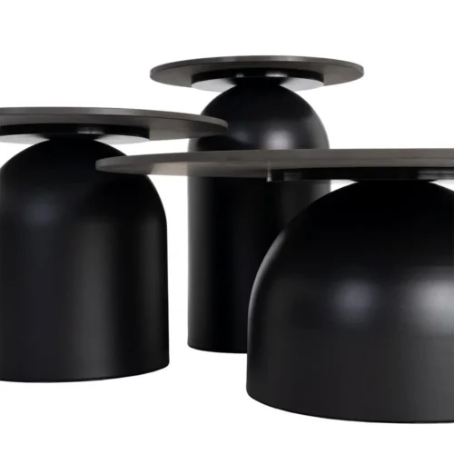 Table basse trio plateau pierre frittée noire Ixia 80 cm — vue 7
