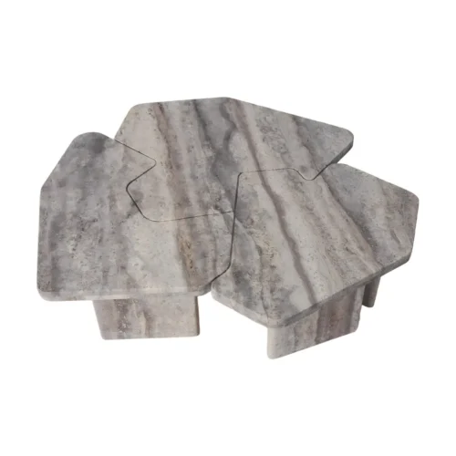 Table basse Westin travertin gris lot de 3 Richmond Interiors — vue 3