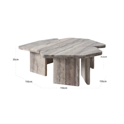 Table basse Westin travertin gris lot de 3 Richmond Interiors — vue 4