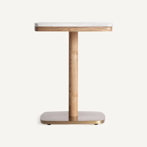 Table de bar Alferce terrazzo blanc et acier doré 50 cm Vical Home