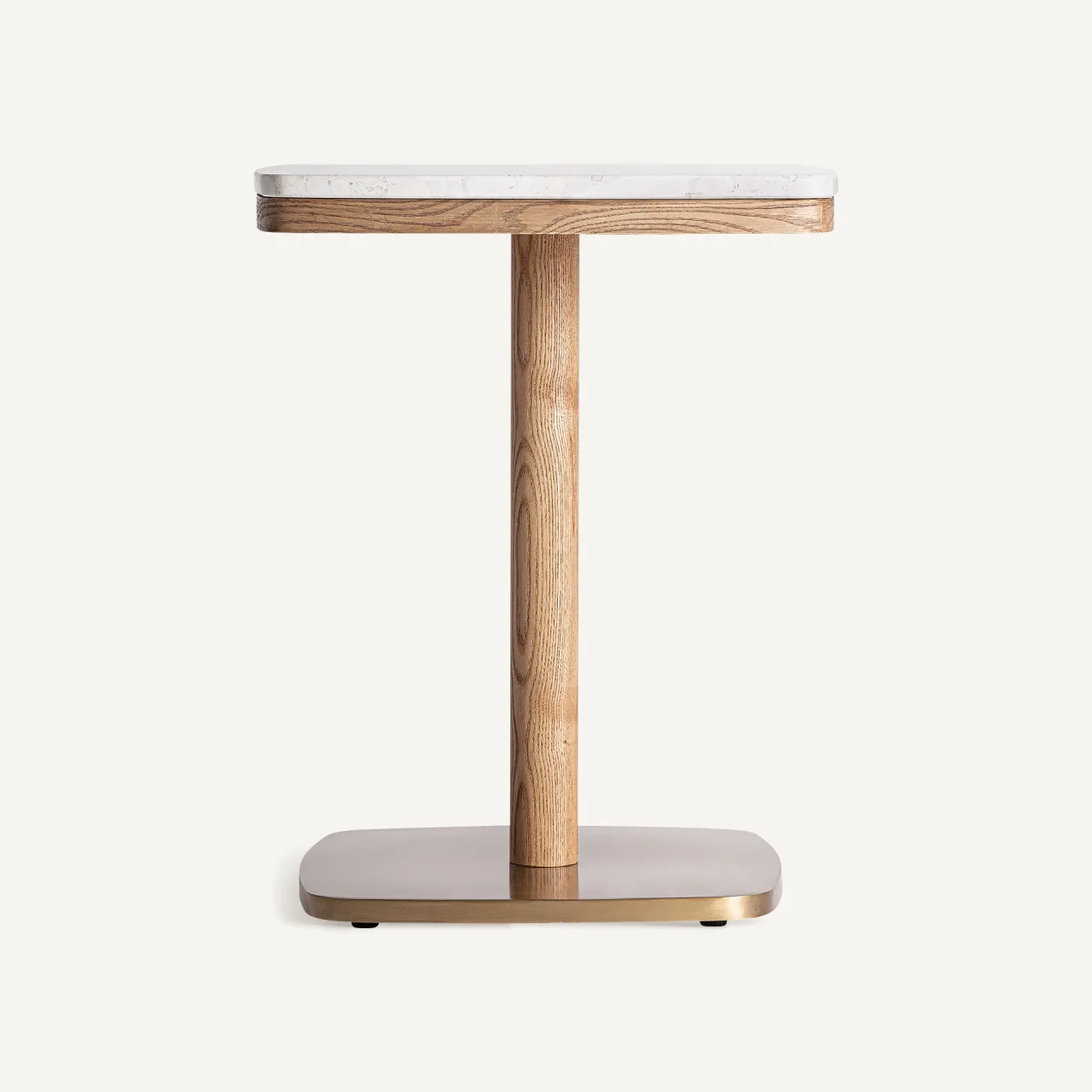 Table de bar Alferce terrazzo blanc et acier doré 50 cm Vical Home