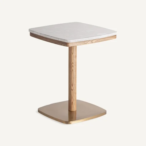 Table de bar Alferce terrazzo blanc et acier doré 50 cm Vical Home — vue 2