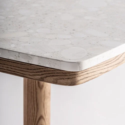 Table de bar Alferce terrazzo blanc et acier doré 50 cm Vical Home — vue 3