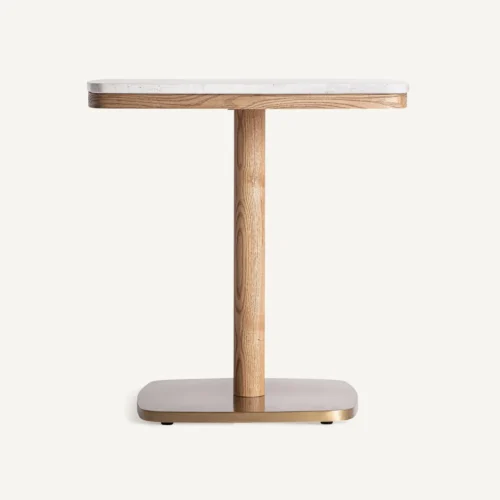 Table de bar Alferce terrazzo blanc et acier doré 80 cm Vical Home