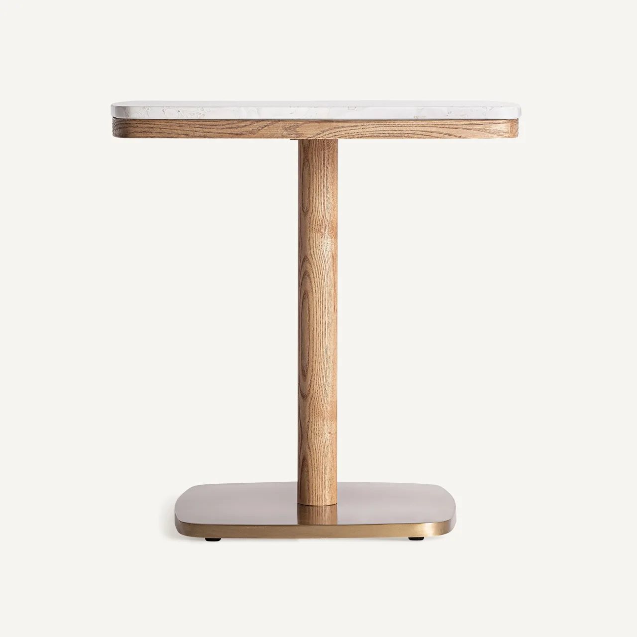 Table de bar Alferce terrazzo blanc et acier doré 80 cm Vical Home