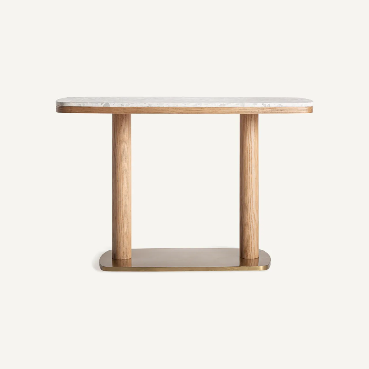 Table de bar Alferce terrazzo, chêne et acier doré 120 cm Vical Home