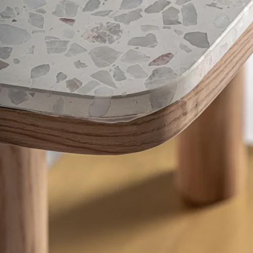 Table de bar Alferce terrazzo, chêne et acier doré 120 cm Vical Home — vue 3