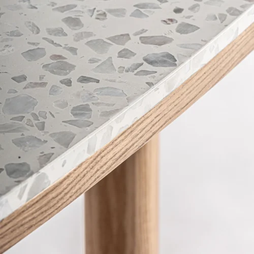Table de bar Alferce terrazzo, chêne et acier doré 120 cm Vical Home — vue 4