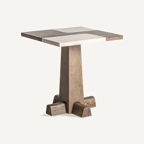 Table de bar Karpacz chêne et travertin Vical Home — vue 2