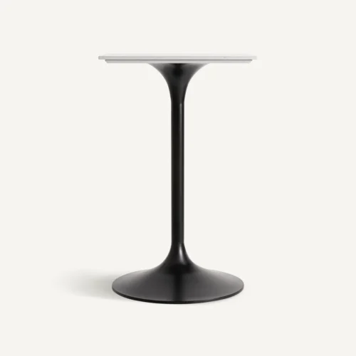 Table de bar Perrier porcelaine blanche et acier noir Vical Home