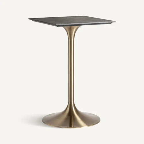 Table de bar Ullaland acier doré et porcelaine noire Vical Home — vue 2