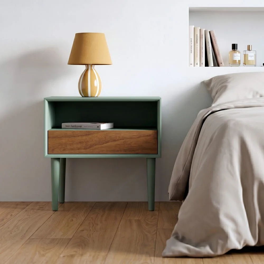 Table de chevet 1 tiroir vert Ixia 50 cm