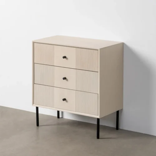 Table de chevet à tiroirs crème et métal Ixia 61 cm — vue 10