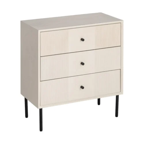 Table de chevet à tiroirs crème et métal Ixia 61 cm — vue 2