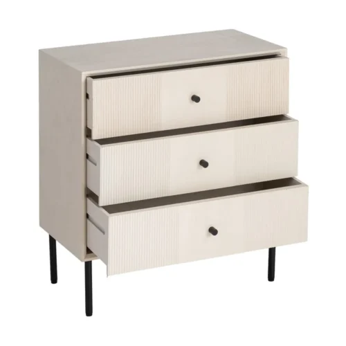 Table de chevet à tiroirs crème et métal Ixia 61 cm — vue 3