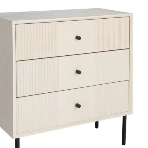 Table de chevet à tiroirs crème et métal Ixia 61 cm — vue 4