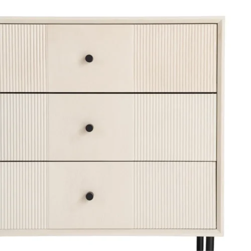 Table de chevet à tiroirs crème et métal Ixia 61 cm — vue 8