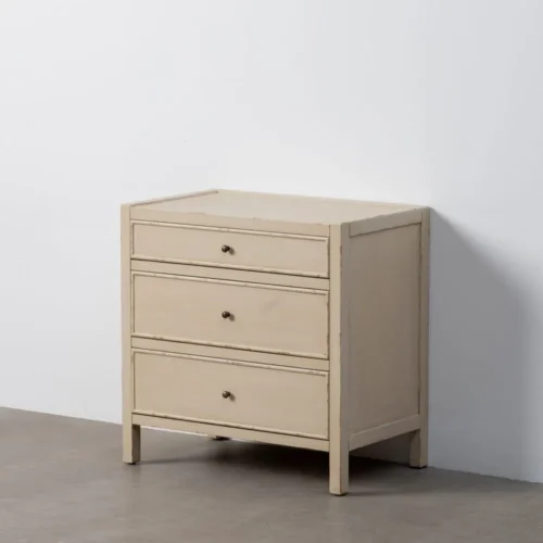 Table de chevet blanc patiné 3 tiroirs Ixia 65 cm — vue 6