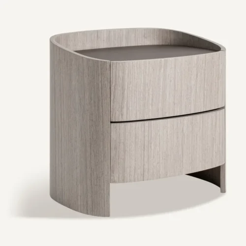 Table de chevet Burkina chêne gris et cuir Vical Home — vue 2
