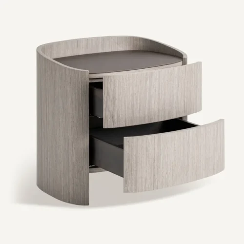 Table de chevet Burkina chêne gris et cuir Vical Home — vue 3