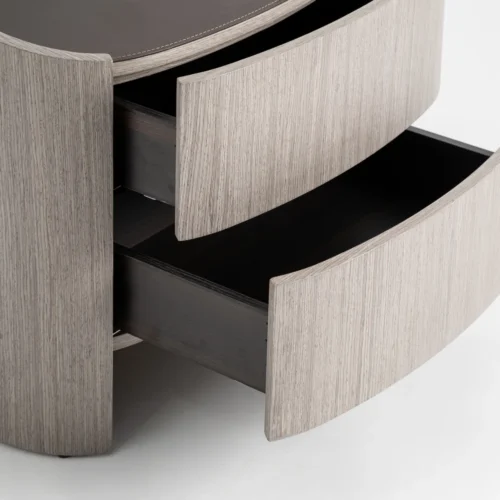 Table de chevet Burkina chêne gris et cuir Vical Home — vue 5