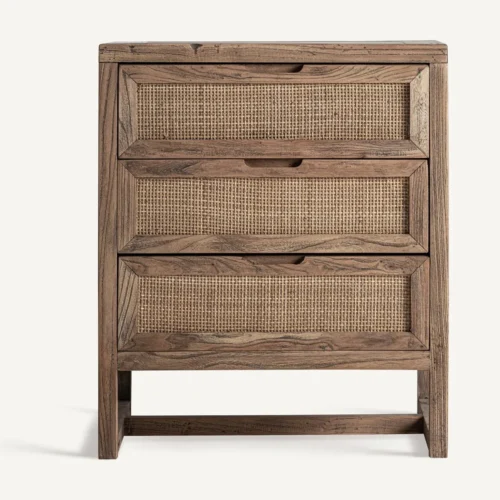 Table de chevet Byremo orme marron et rotin Vical Home