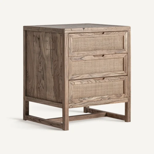Table de chevet Byremo orme marron et rotin Vical Home — vue 2