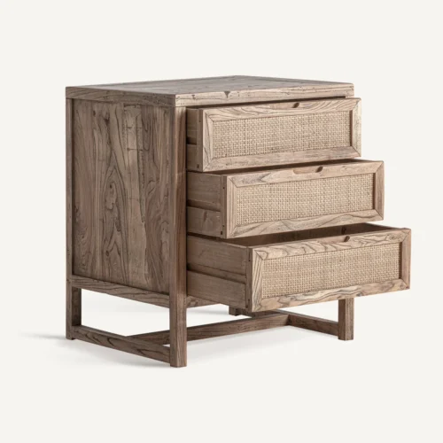 Table de chevet Byremo orme marron et rotin Vical Home — vue 3