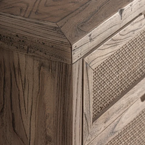 Table de chevet Byremo orme marron et rotin Vical Home — vue 4