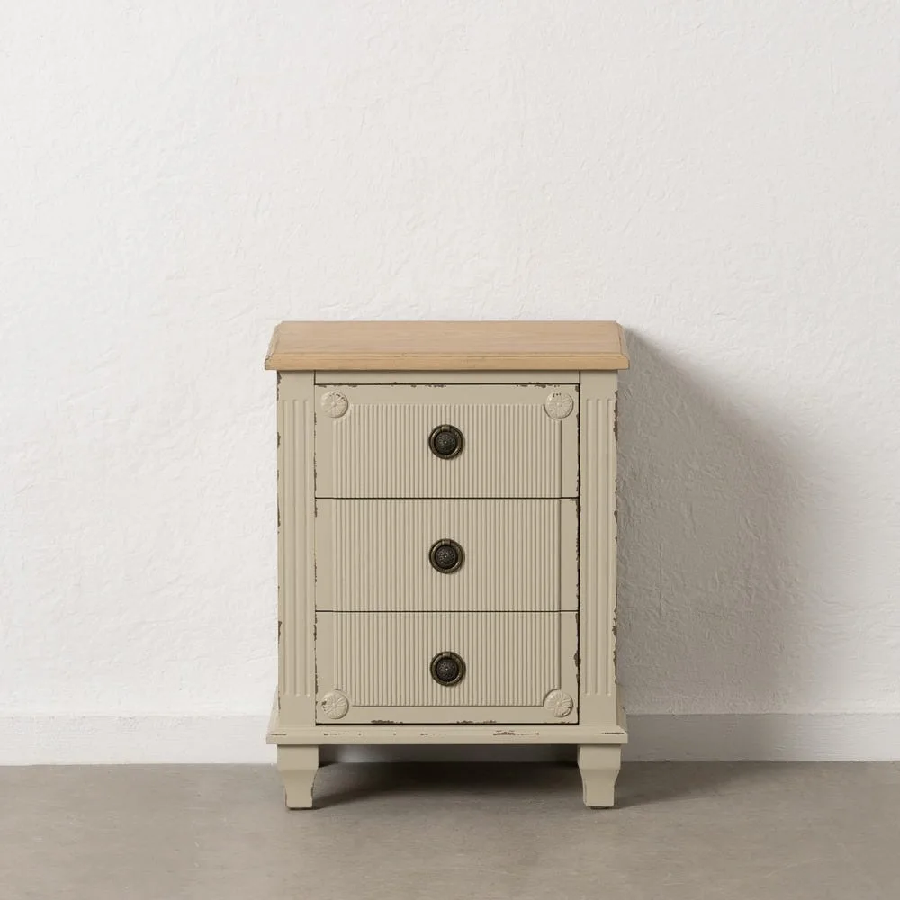 Table de chevet crème pieds bas Ixia 48 cm